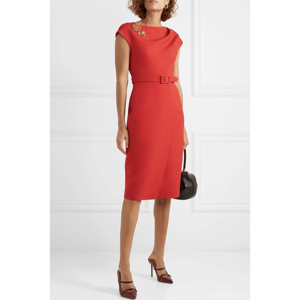 NWT. $2990 Oscar de la Renta Bateau Neckline Midi Length Dress Size:10 - Picture 4 of 7